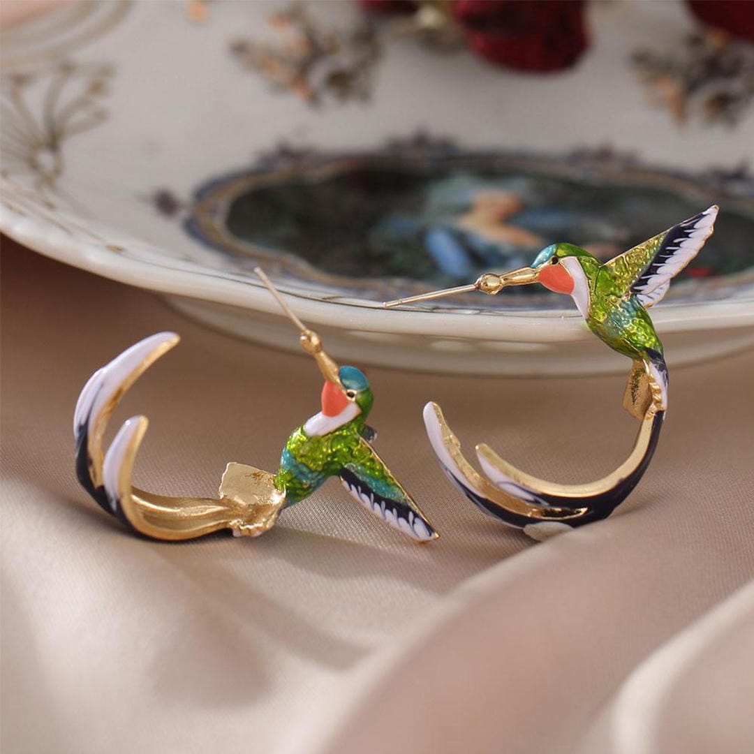 Aretes Colibrí Coloridos Únicos
