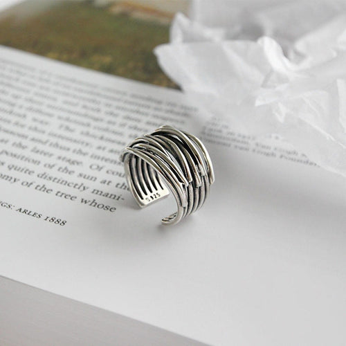 Anillo de plata ajustable en capas