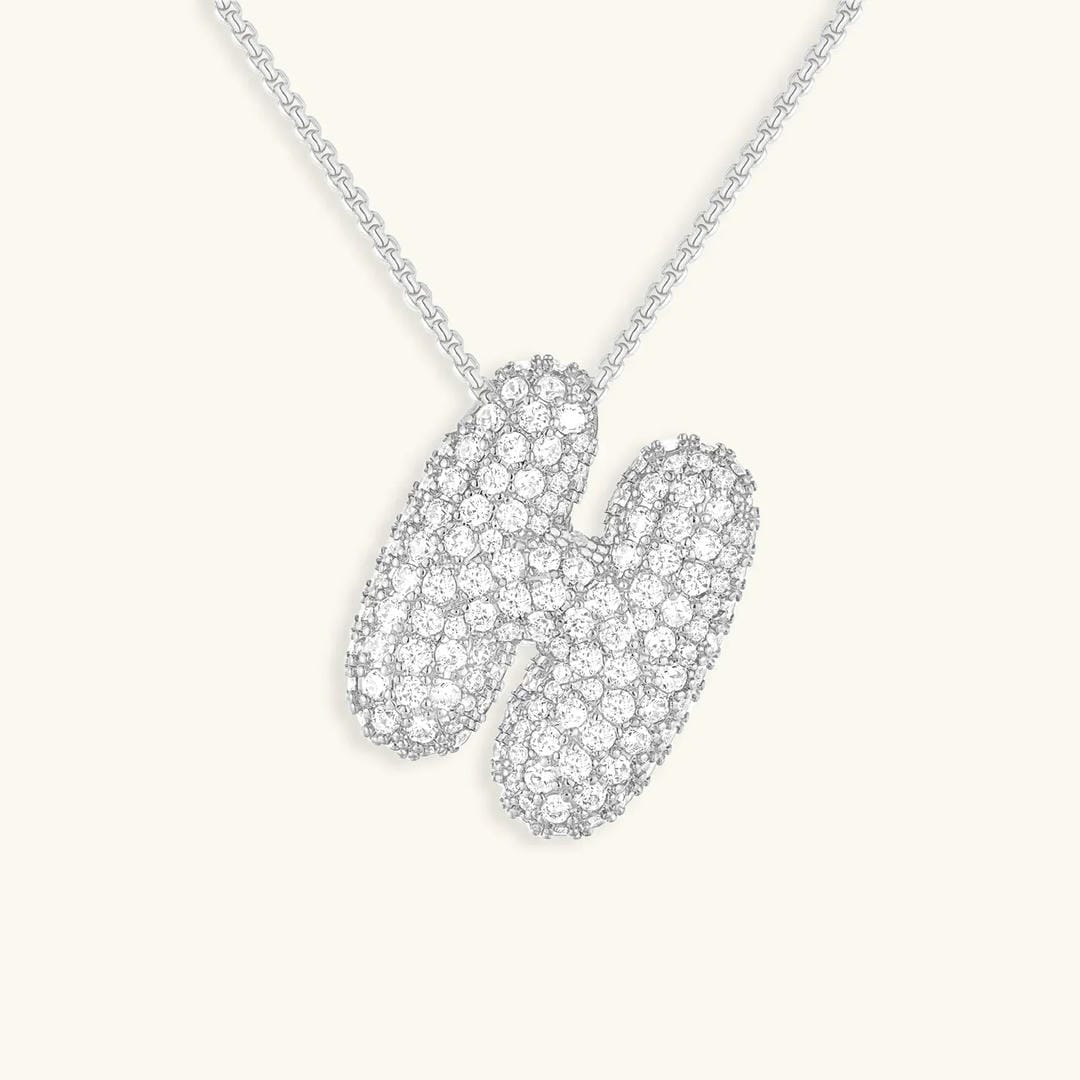 Collar de burbujas con inicial de cristal