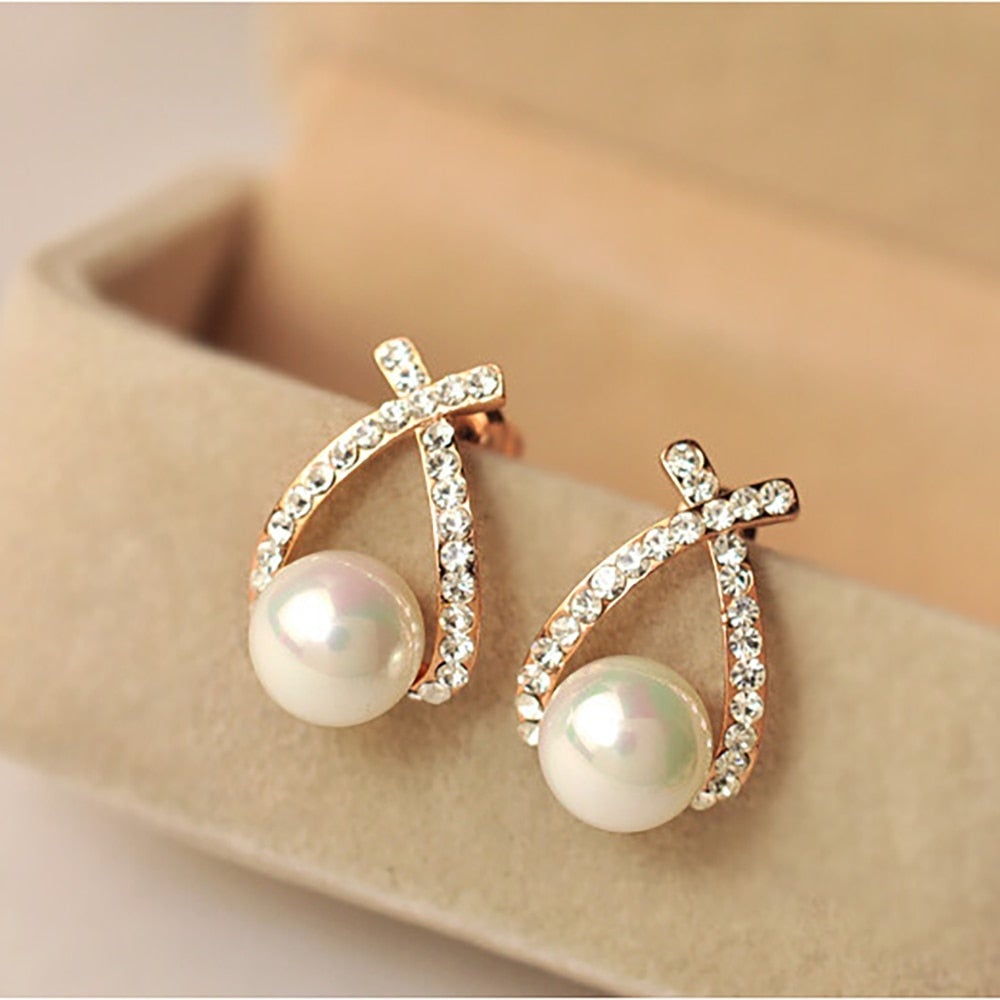 Pendientes de perlas con purpurina