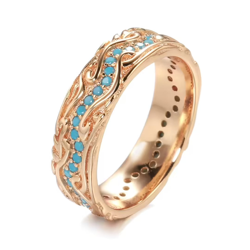 Anillo de Oro Rosa Vintage con Turquesa