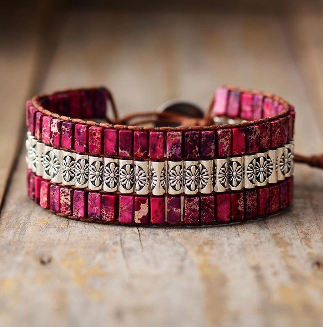Pulsera envolvente bohemia con loto