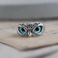 Anillo Ajustable De Buho De La Suerte En Plata Y Ópalo