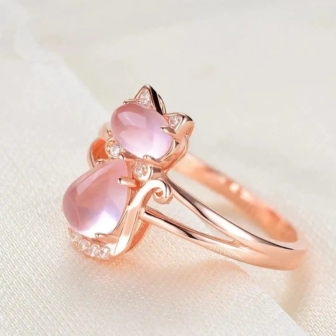 Anillo de gato en oro rosa