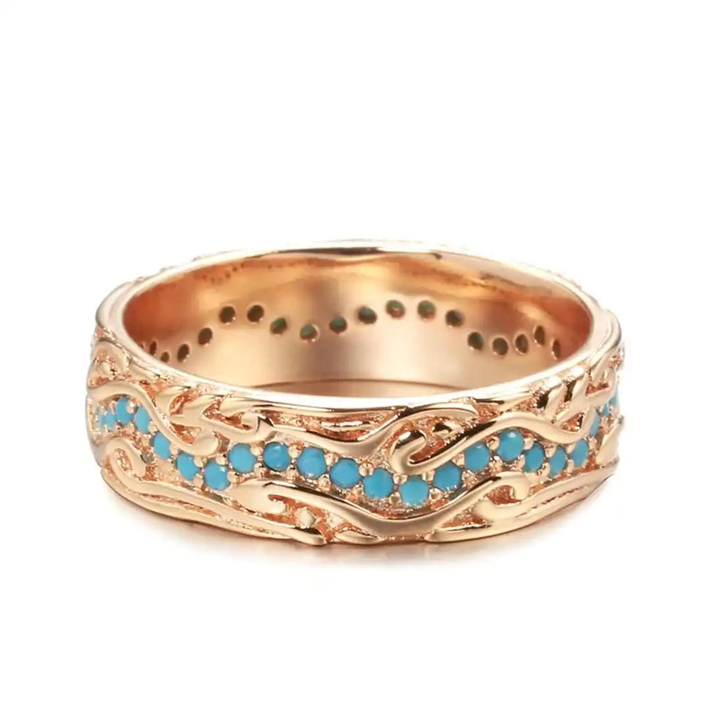Anillo de Oro Rosa Vintage con Turquesa