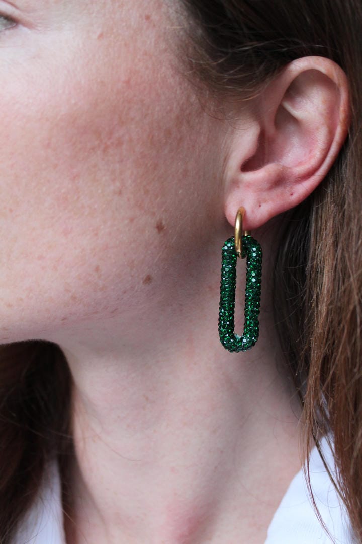 Pendientes de aro con eslabones rectangulares de pavé