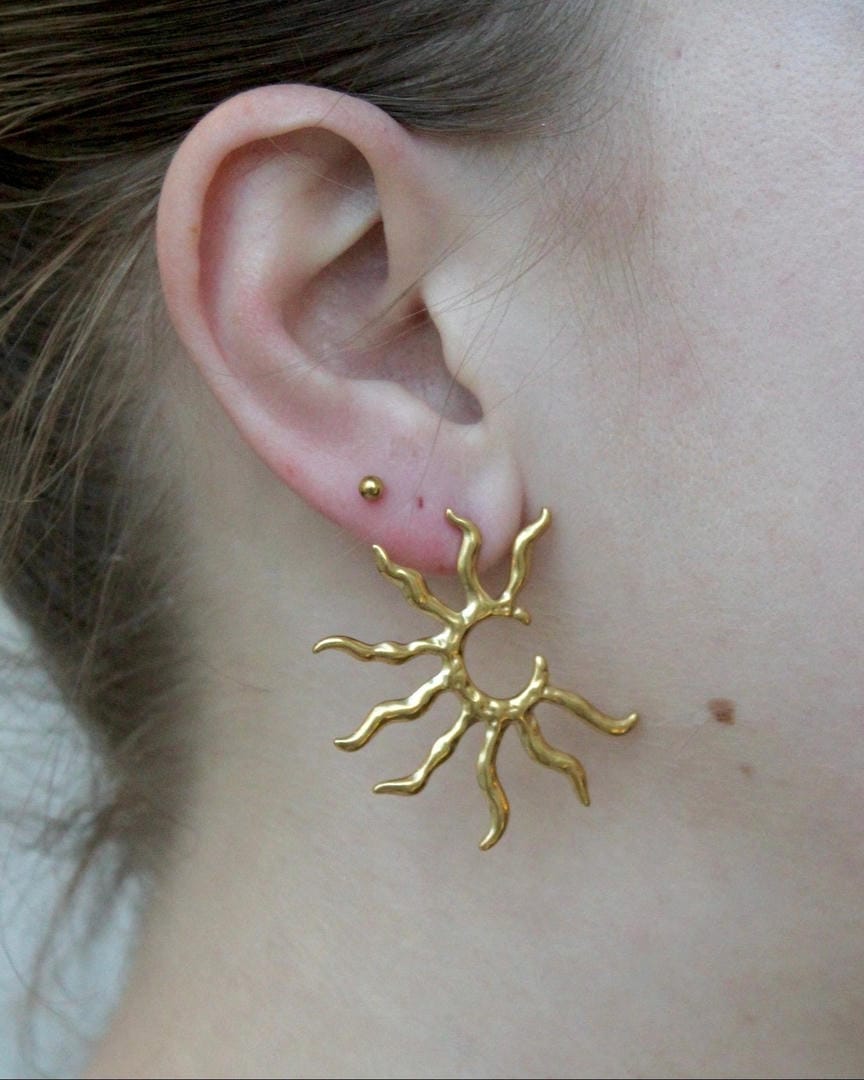 Pendientes de tuerca grandes Sunburst