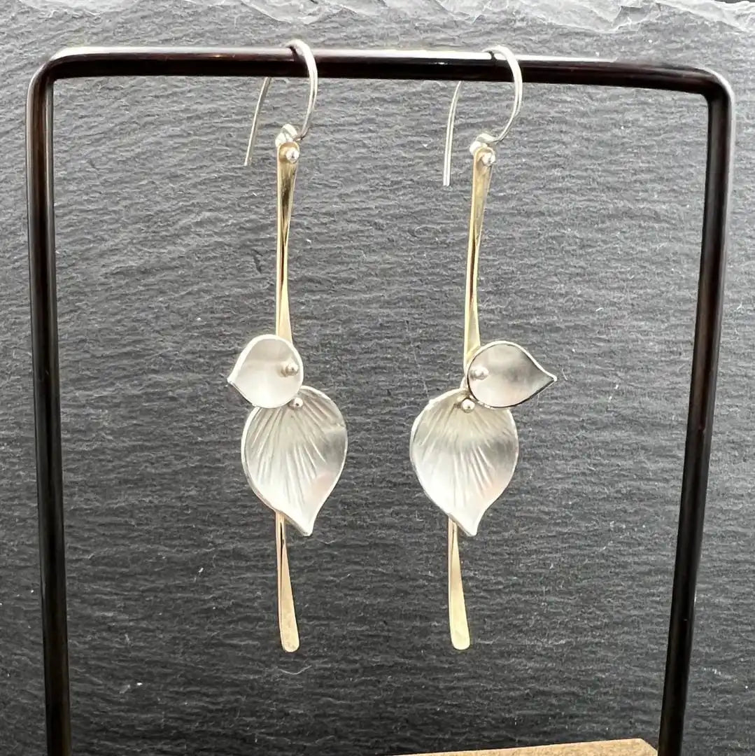 Pendientes Vintage de Hoja Plateada