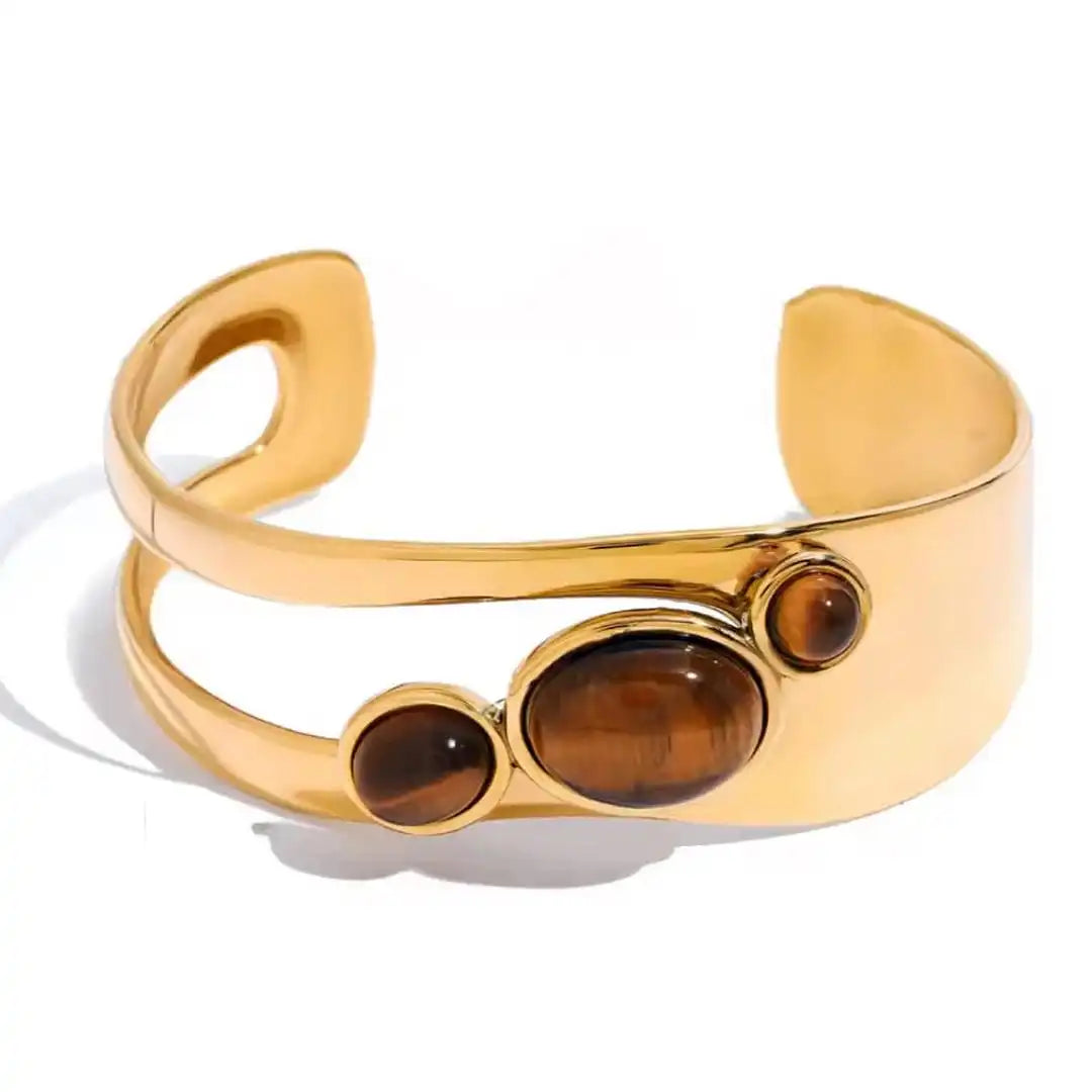 Pulsera vintage de ojo de tigre de oro