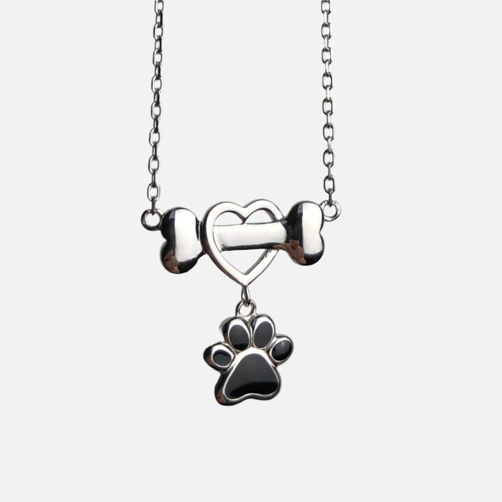 Delicado collar de acero inoxidable con huella de perro
