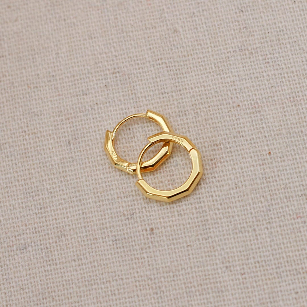 Pendientes de aro gruesos biselados de oro
