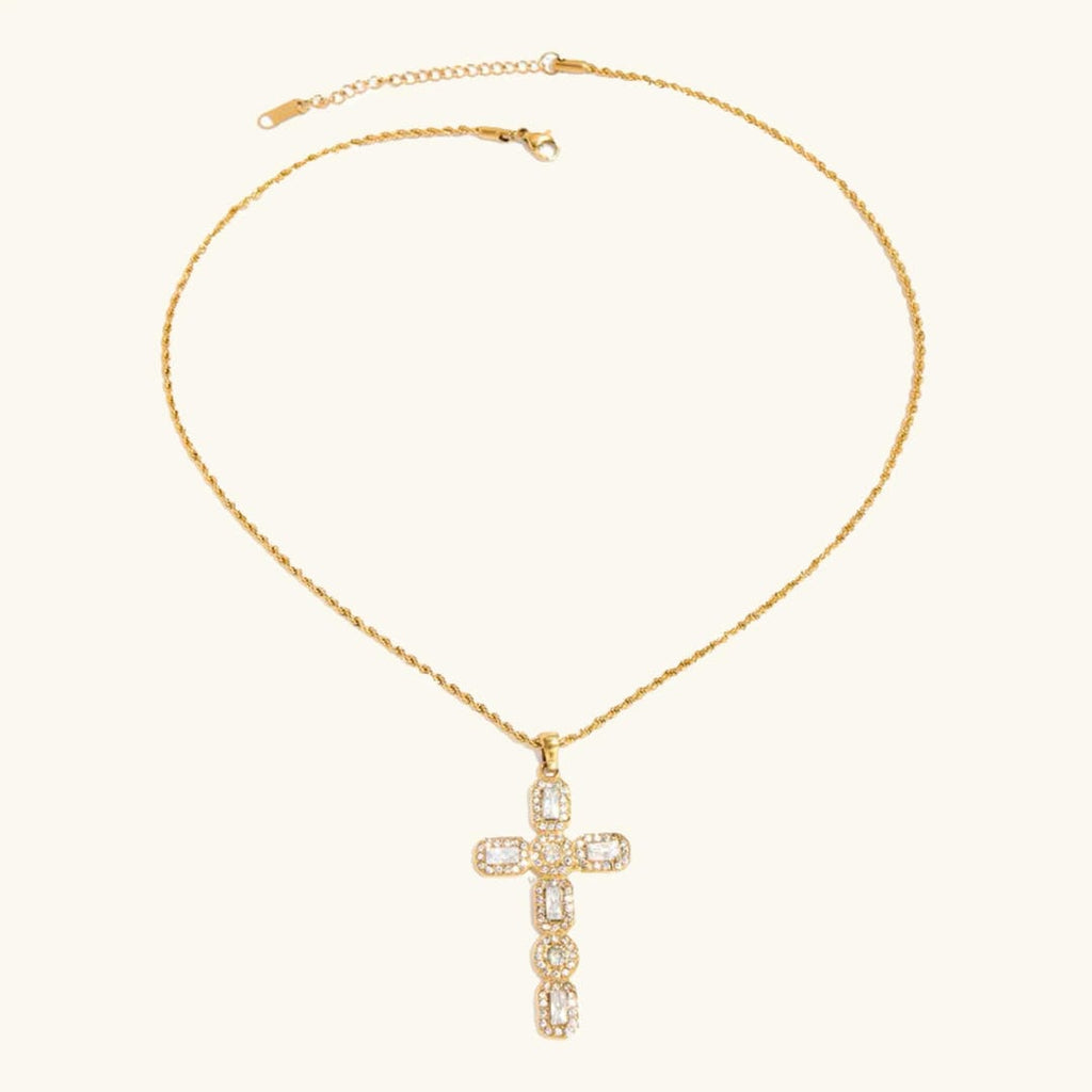 Collar Cruz de Oro Radiante