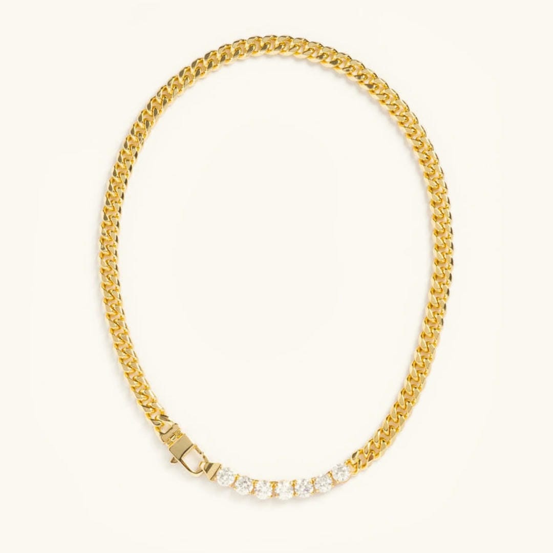 Collar Dazzling Crystals con eslabones dorados
