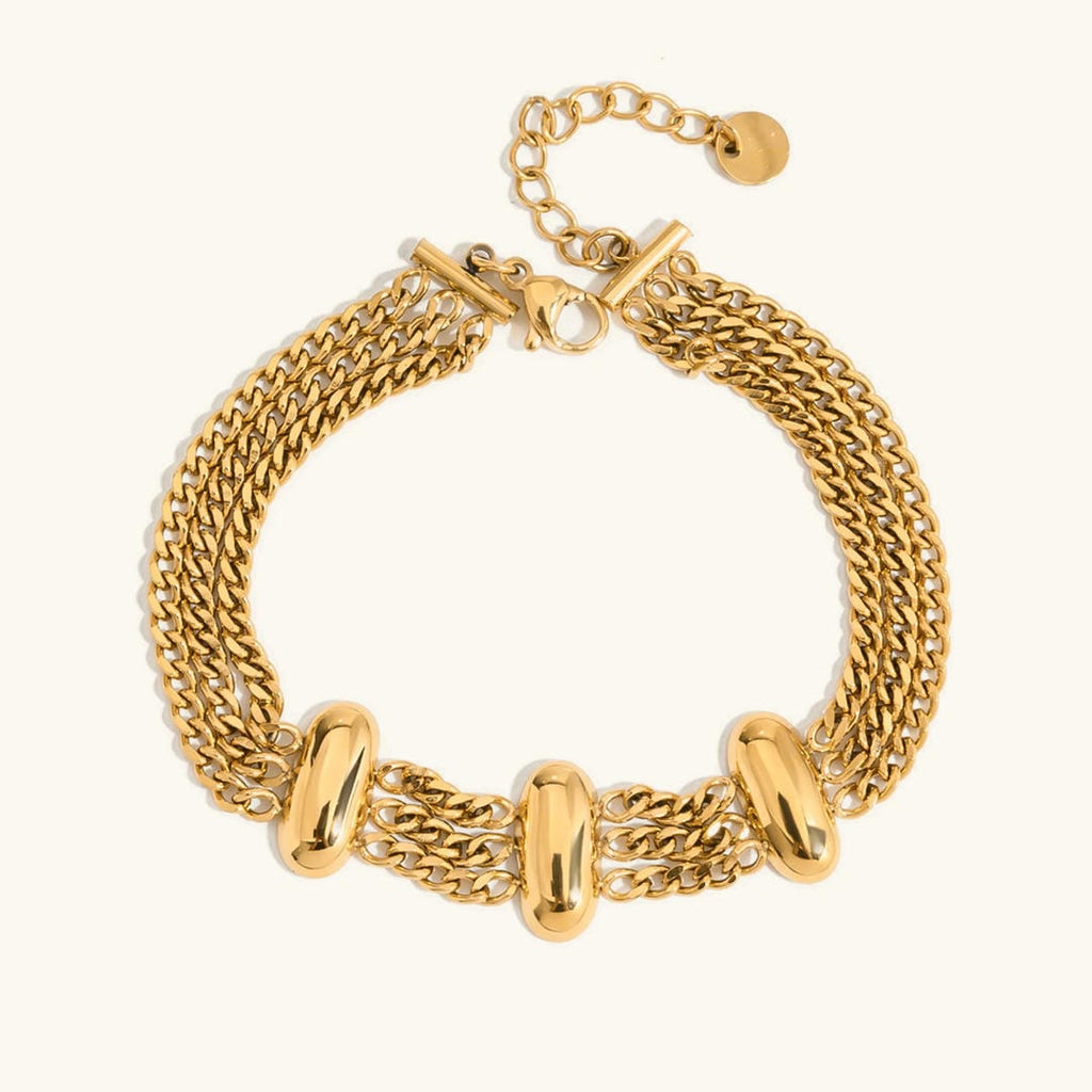 Elegante pulsera de cadena de oro en capas