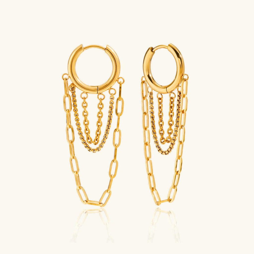 Aretes de aro de cadena brillantes