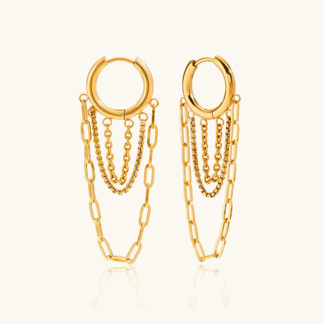 Aretes de aro de cadena brillantes