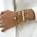 Paquetes de pulseras de perlas de oro