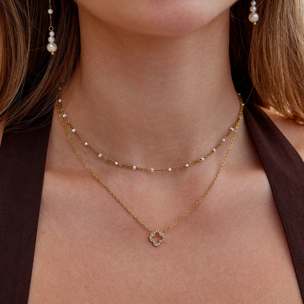 Collar de trébol de cristal de lujo