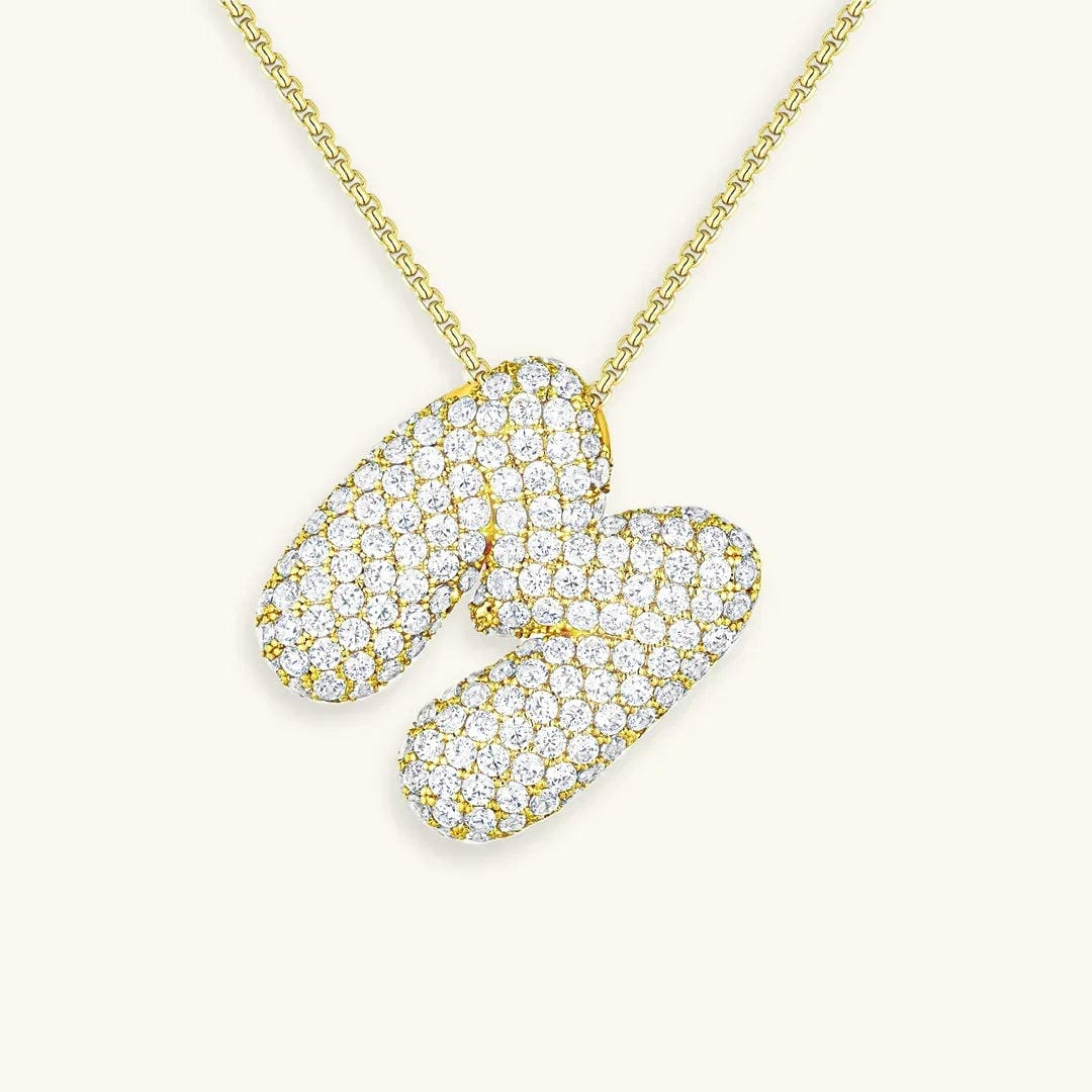 Collar de burbujas con inicial de cristal