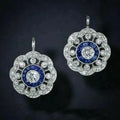 Pendientes Mandala de Cristal Azul Vintage