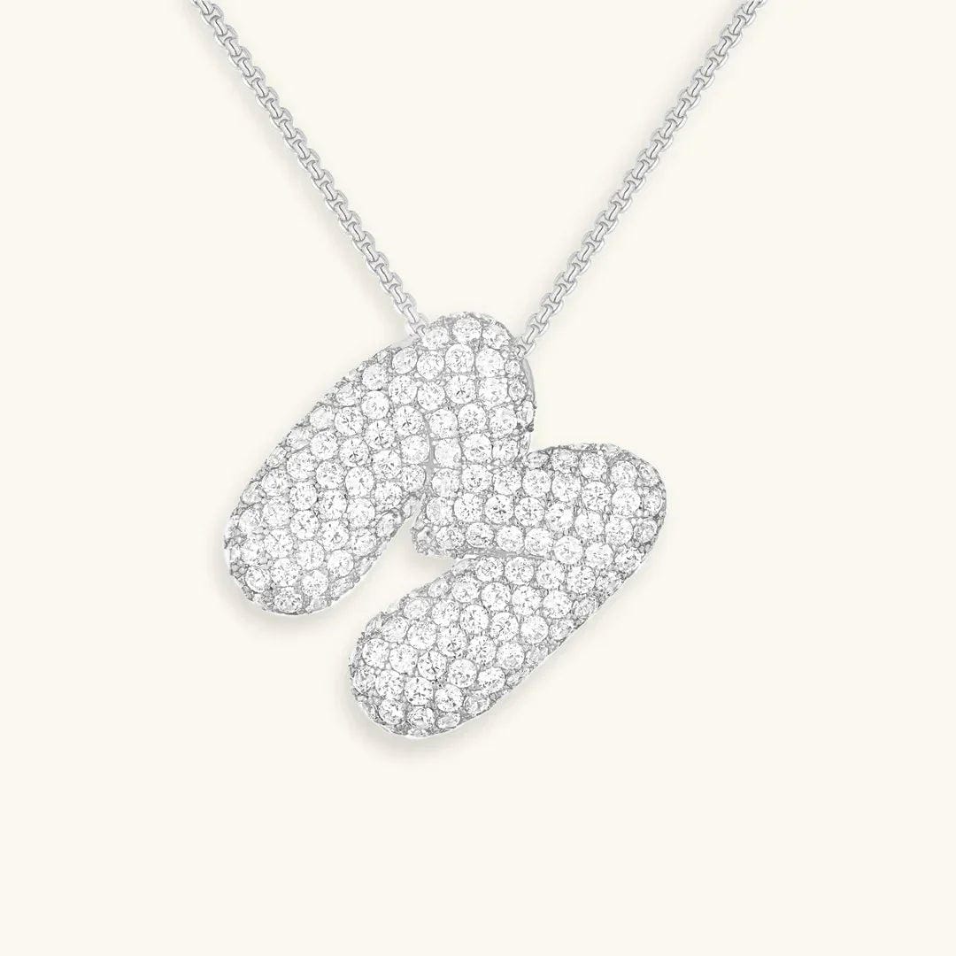 Collar de burbujas con inicial de cristal