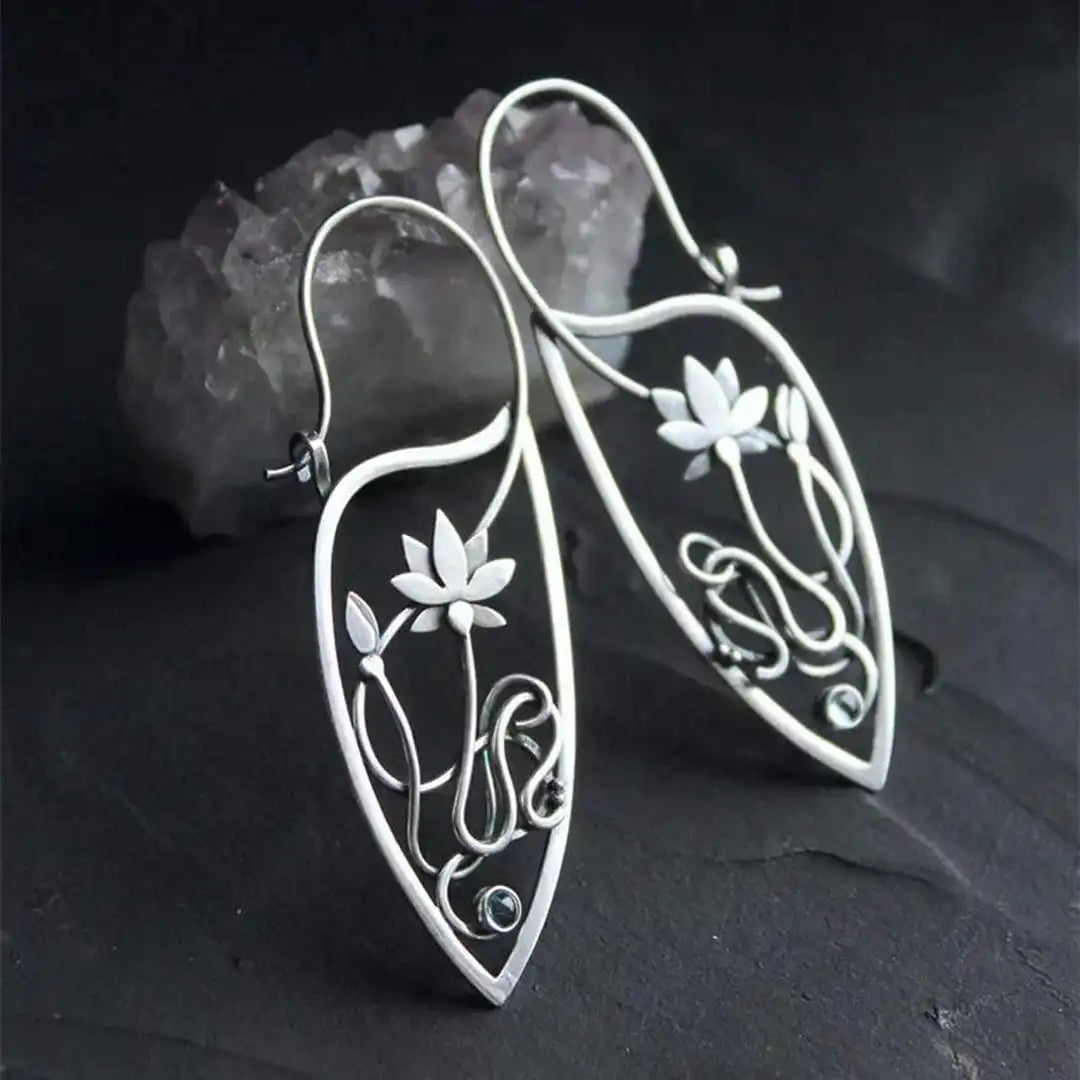 Pendientes elegantes de flor de loto