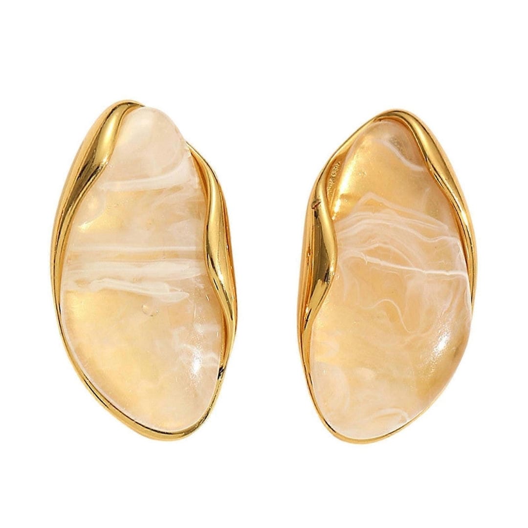Pendientes de madera y resina ámbar multicolor