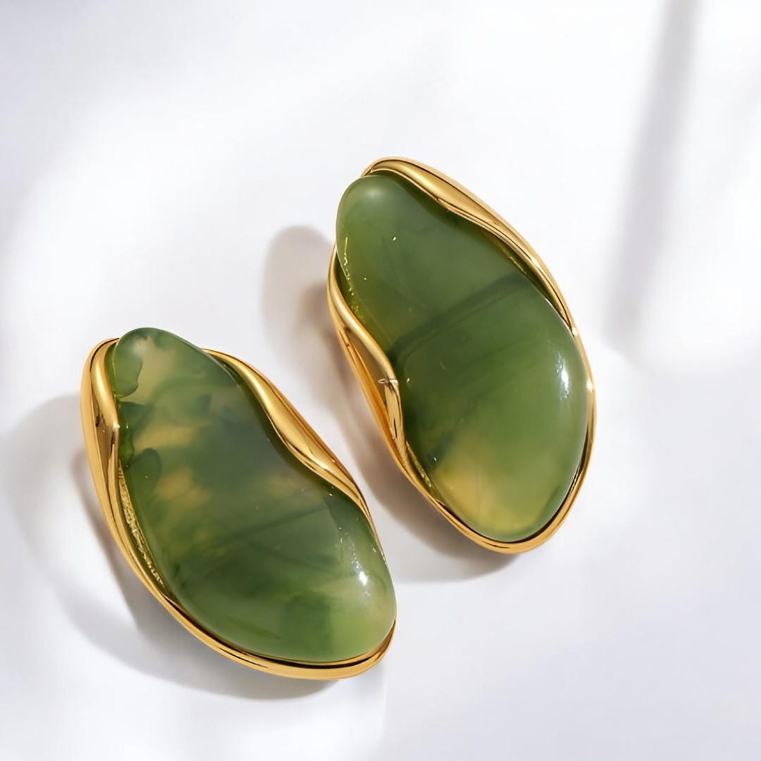 Pendientes de madera y resina ámbar multicolor
