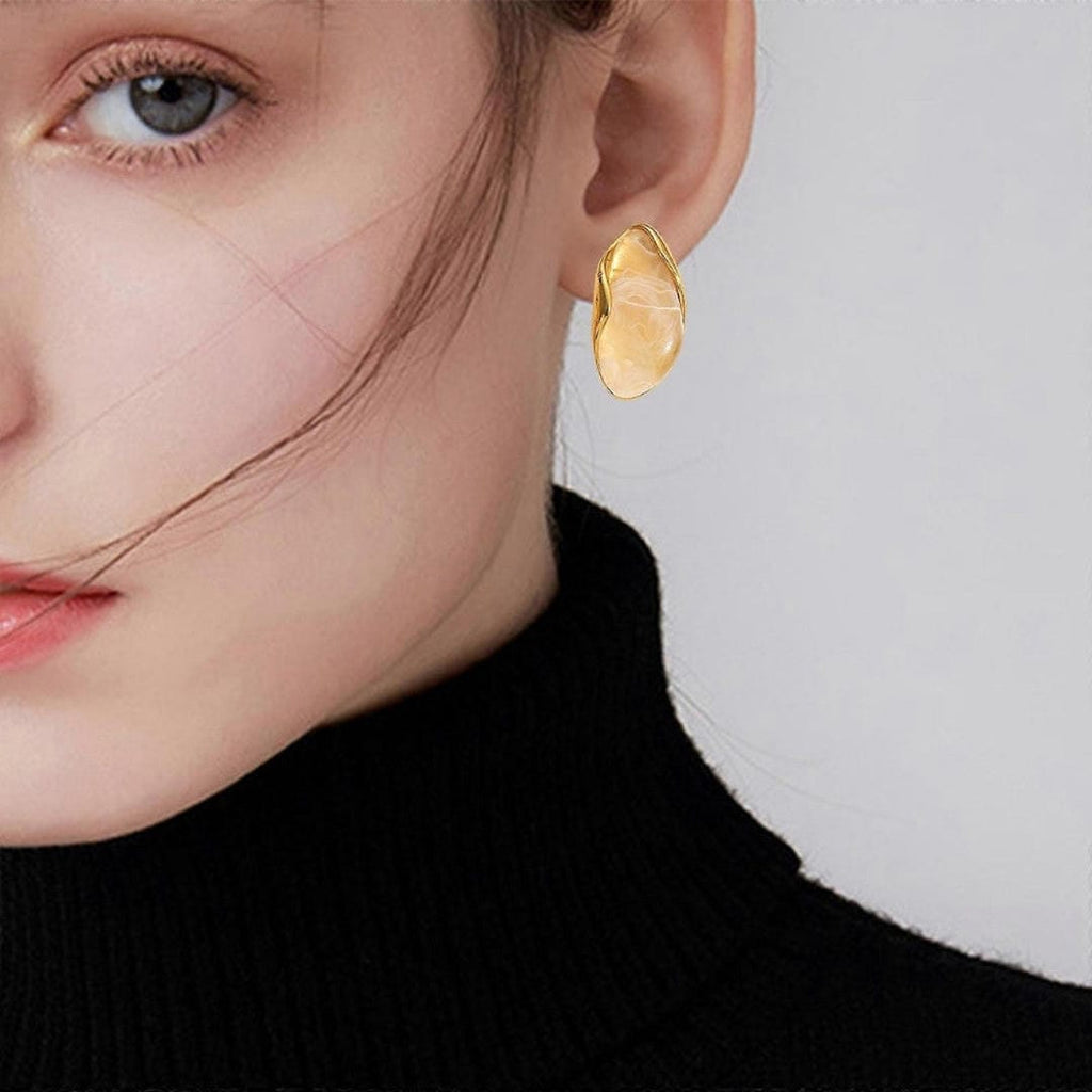 Pendientes de madera y resina ámbar multicolor