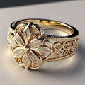 Anillo de circonita flor vintage