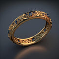 Anillo exótico de circonitas azules finas con forma de hoja