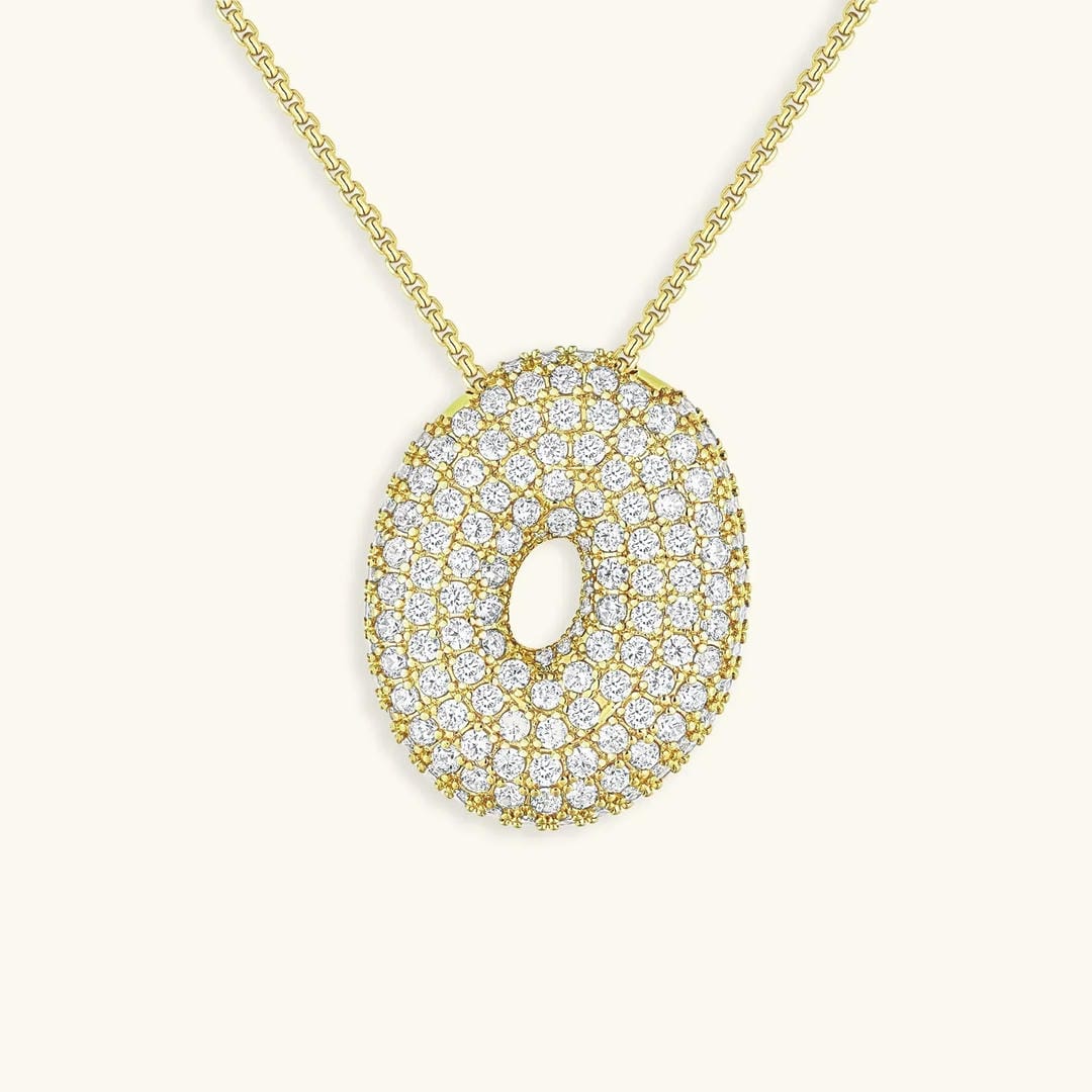 Collar de burbujas con inicial de cristal