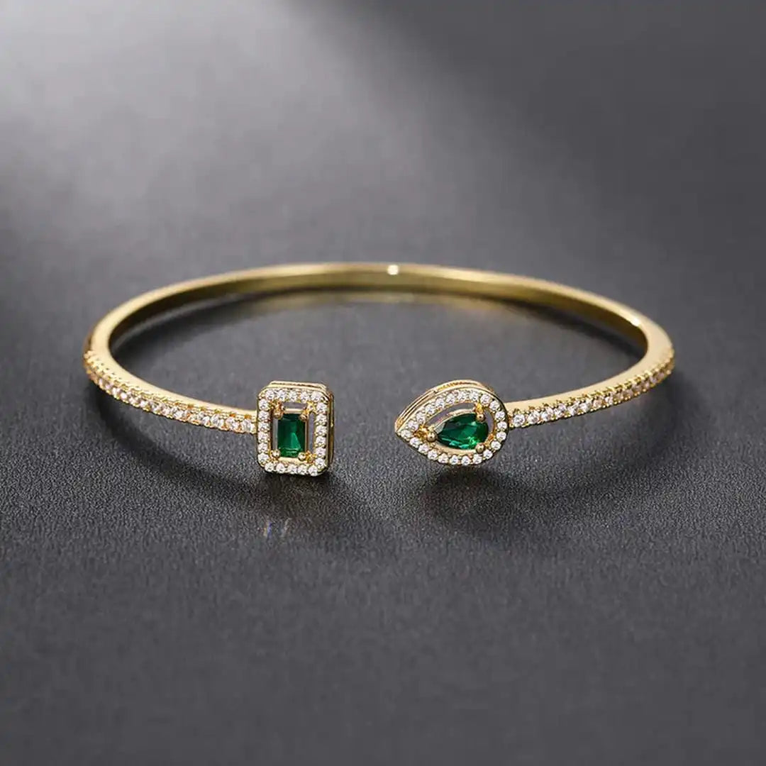 Pulsera Brazalete Abierto de Esmeralda Elegante