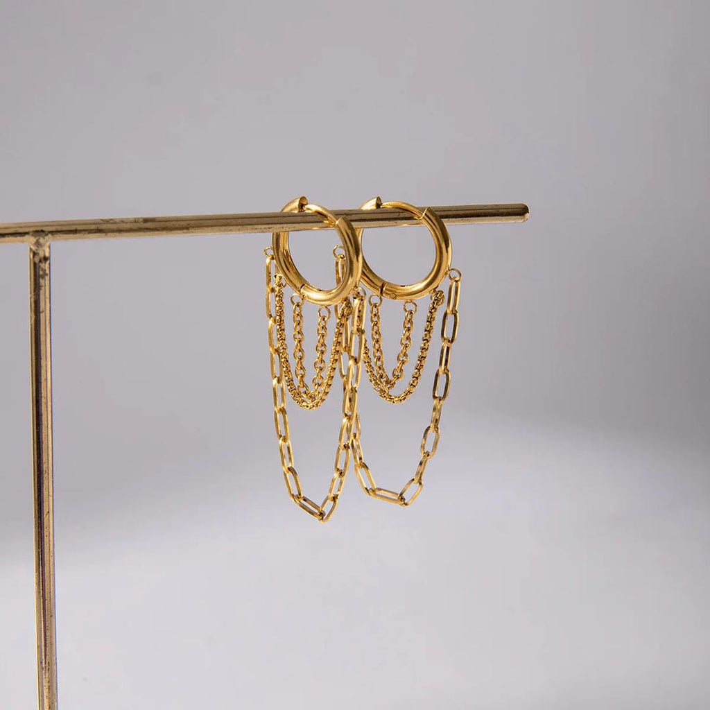 Aretes de aro de cadena brillantes
