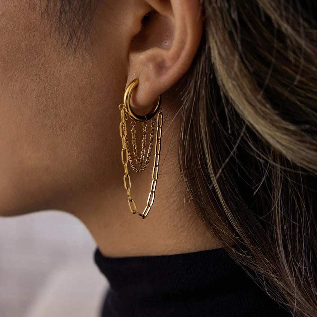 Aretes de aro de cadena brillantes
