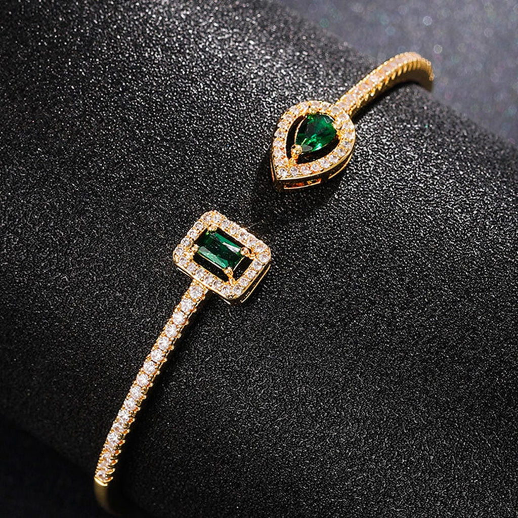 Pulsera Brazalete Abierto de Esmeralda Elegante