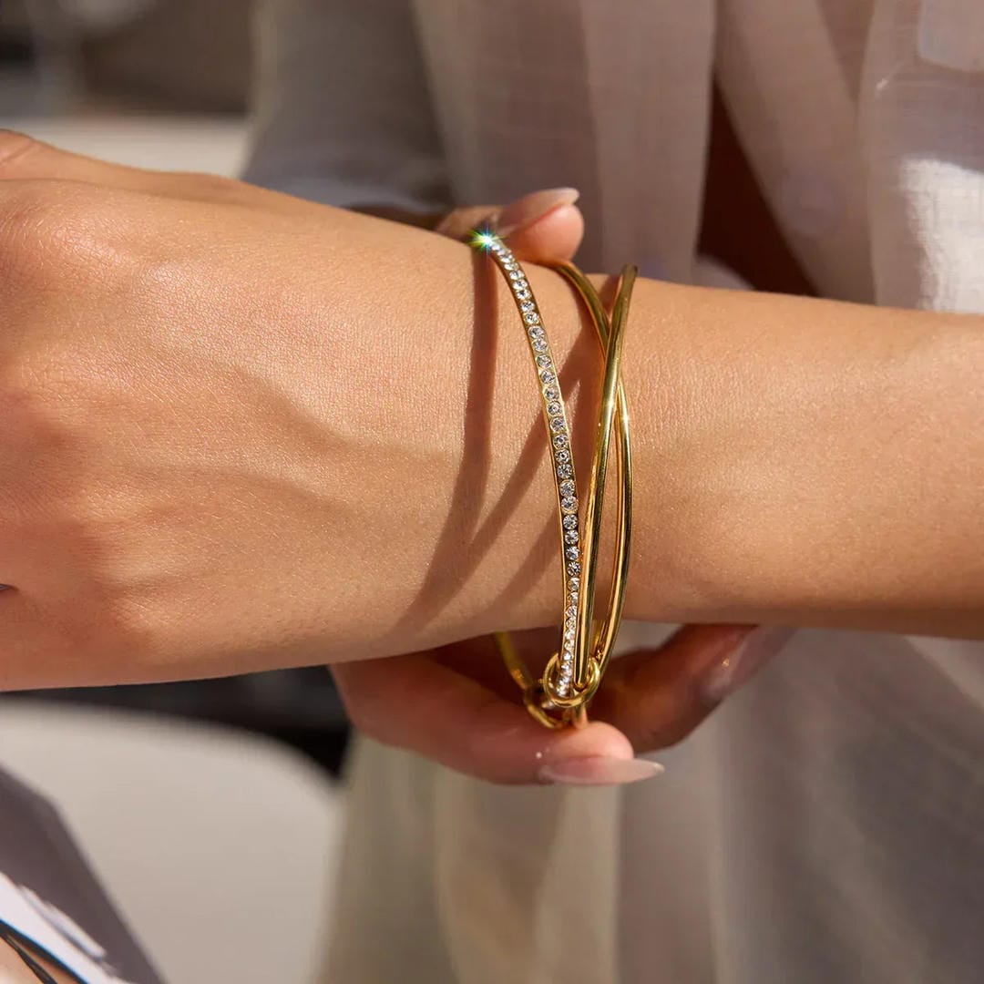 Pulsera de Elegancia de Cristales Apilados