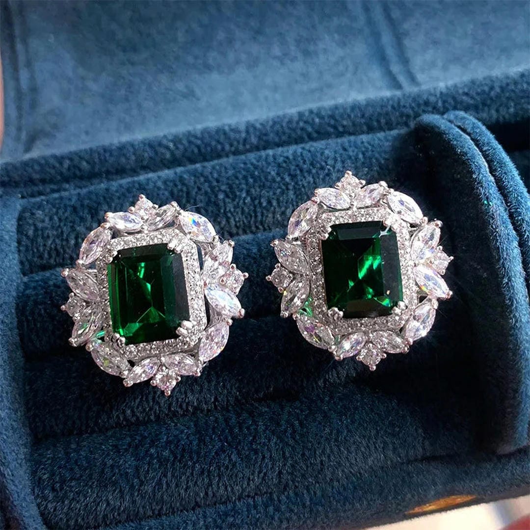Pendientes de plata con cristal esmeralda