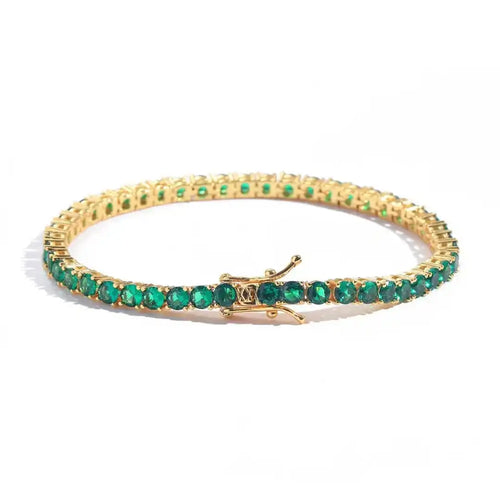 Pulsera de tenis clásica de oro con esmeraldas