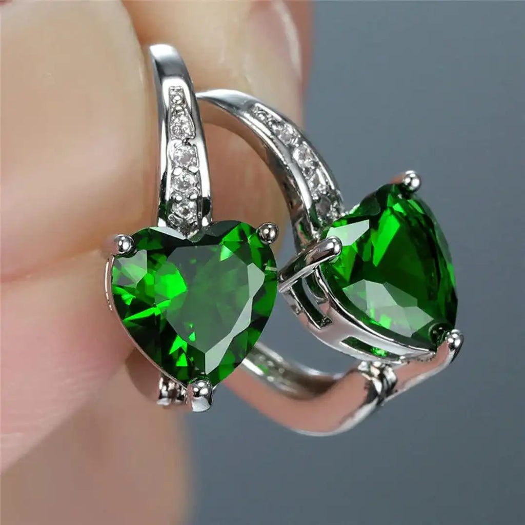 Pendientes de gota Corazón Esmeralda