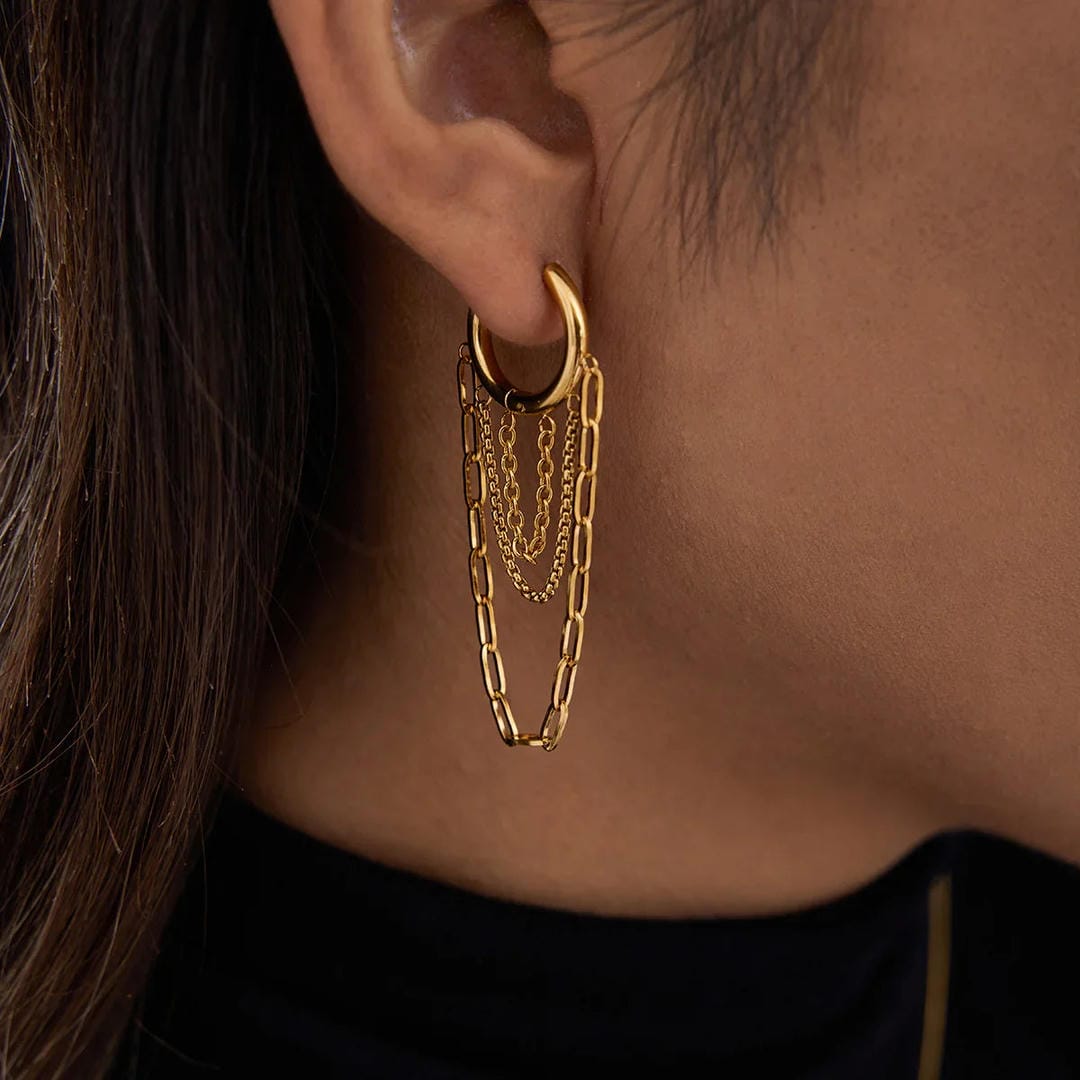 Aretes de aro de cadena brillantes