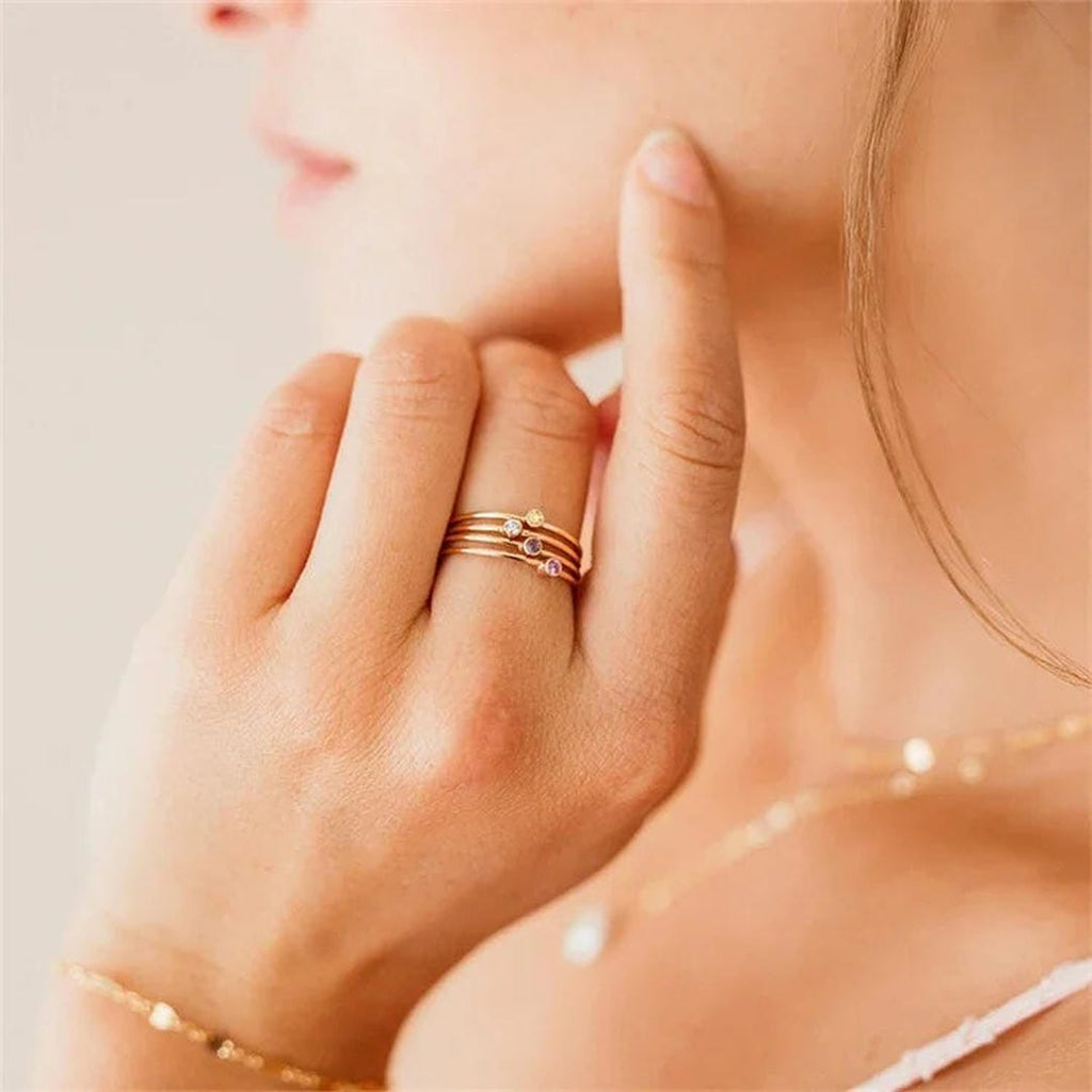Anillo apilable de piedras preciosas