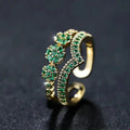 Anillo de Perlas Esmeralda Brillantes