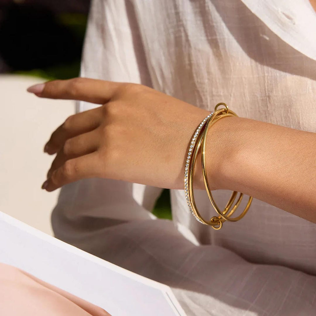 Pulsera de Elegancia de Cristales Apilados