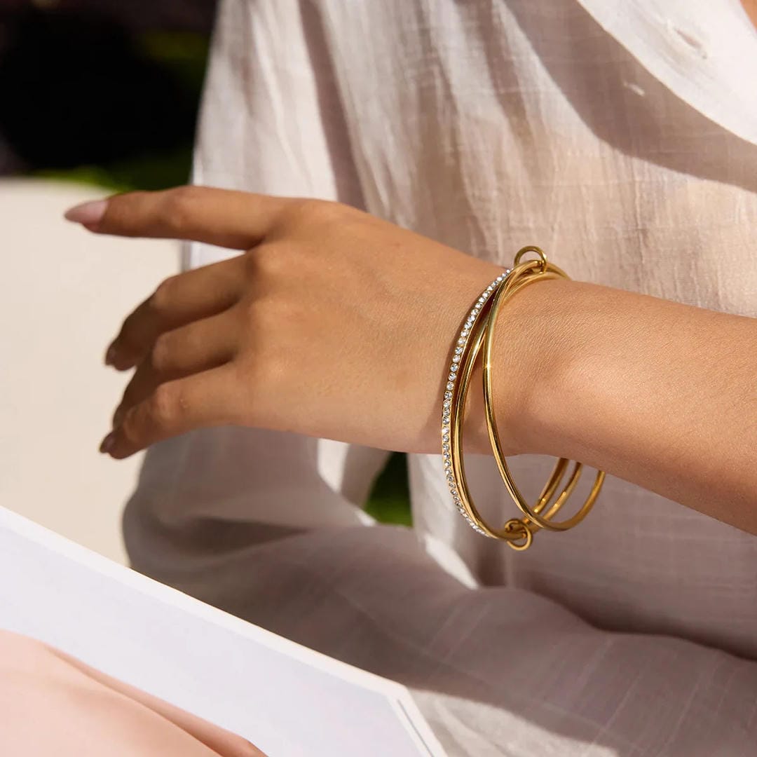 Pulsera de Elegancia de Cristales Apilados
