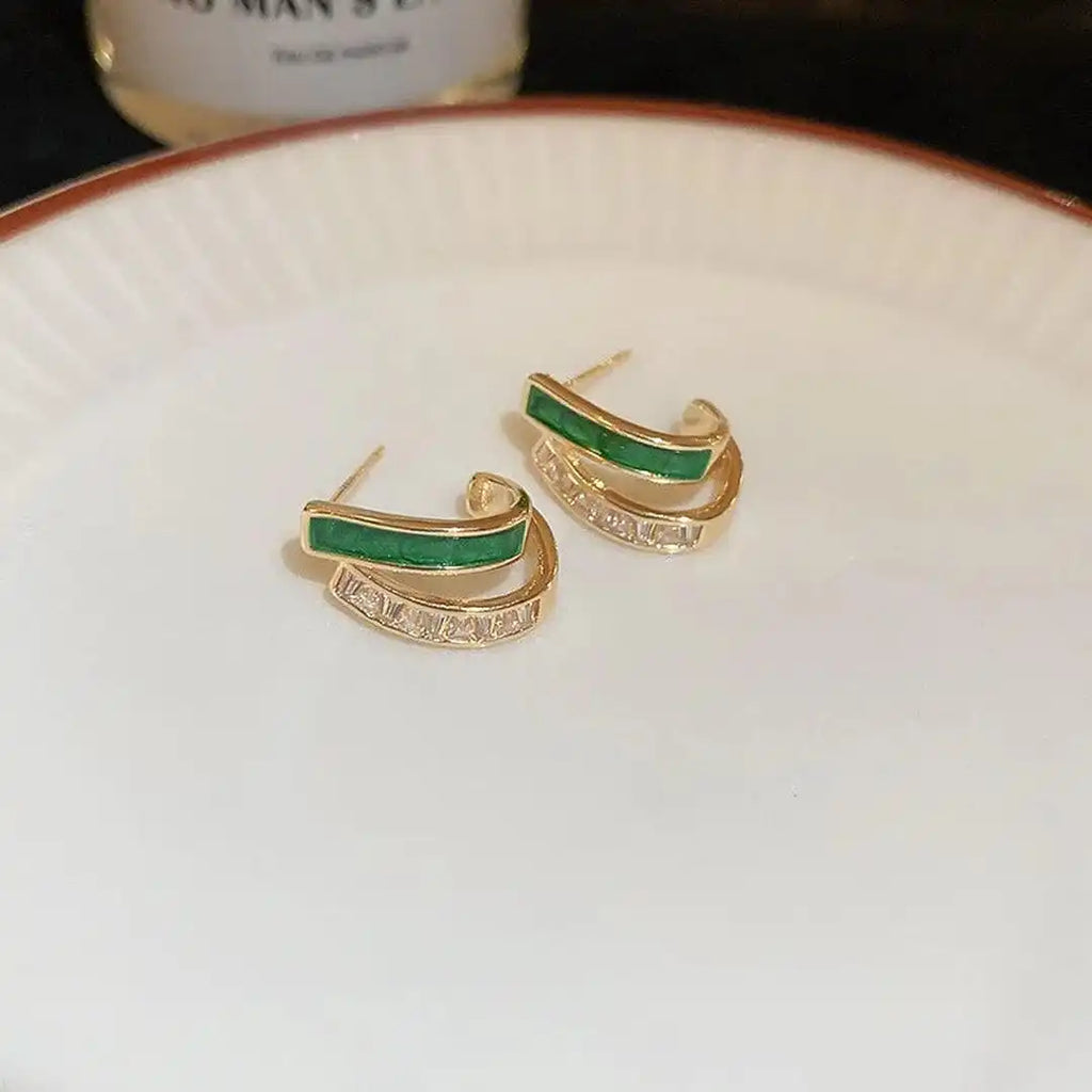 Pendientes de doble aro de esmeralda
