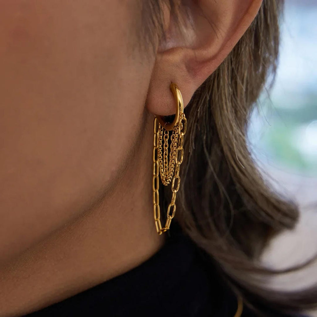 Aretes de aro de cadena brillantes