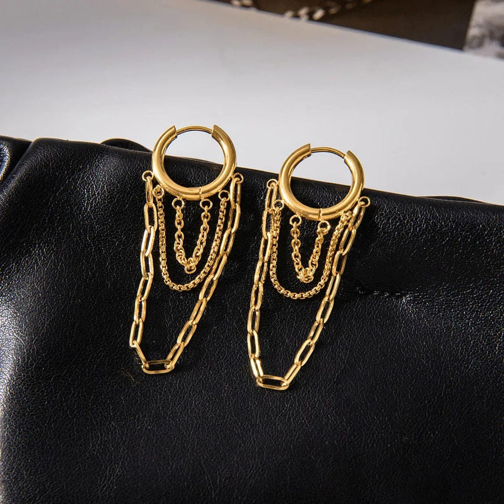 Aretes de aro de cadena brillantes