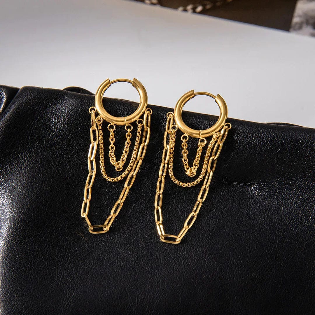 Aretes de aro de cadena brillantes