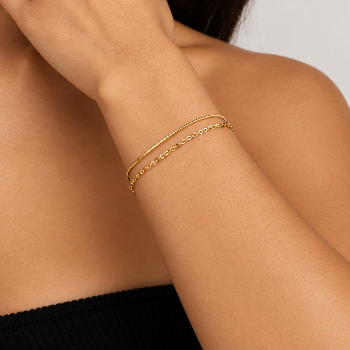 Pulsera de oro de capas de lujo